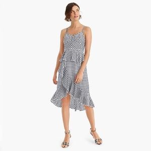 J. Crew Navy Gingham Midi Dress 🆕